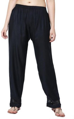 farukhi creation Regular Fit Women Black Trousers