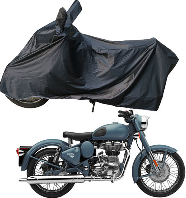 RiderShine Two Wheeler Cover for Royal Enfield(Squadron Blue, Black)