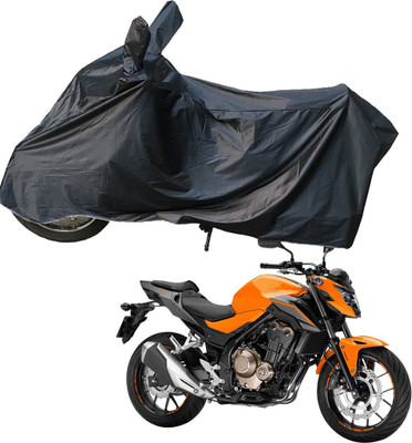 RiderShine Two Wheeler Cover for Honda(CB 500, Black)