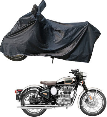 RiderShine Two Wheeler Cover for Royal Enfield(Classic Chrome, Black)