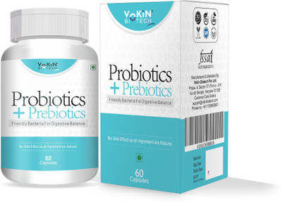 Vokin Biotech Probiotics + Prebiotics For Digestion Support, Gut Health And Immunity Support(60 Capsules)
