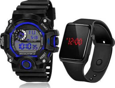 Trex S-Shock Simple Durable Premium Quality Semi Water&Shock Resistant Stop Watch Wrist Digital Watch - For Boys