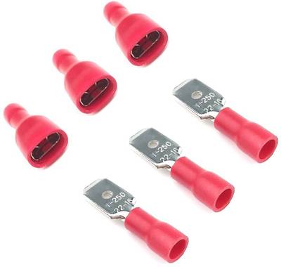 SK Electronics Insulated Male Female Spade Type Quick Splice Wire Terminals (MDD 1-250, FDFD 1-250)Each 50-50 Pcs Pack of 100 Pcs Electrical Crimp Terminals Wire Connector