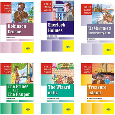 Robinsoncrusoe  - World Famous Classic Stories Book 2| Set of 6| Robinson Crusoe, Sherlock Holmes, Treasure Island & More| Ages 8-15 Year(English, Paperback, Defoe Daniel)