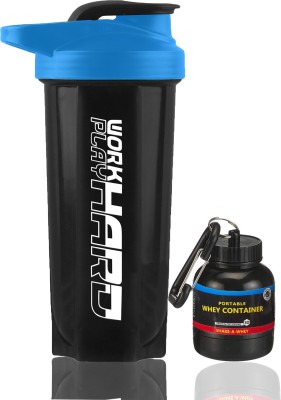 TRUE INDIAN Special Combo of Gym Shaker with Protein Carry Box|Protein Shaker|Shaker Bottle 700 ml Shaker(Pack of 2, Black, Blue, Plastic)