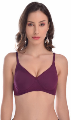 Norvia Seamless Padded Mold Women T-Shirt Non Padded Bra(Purple)