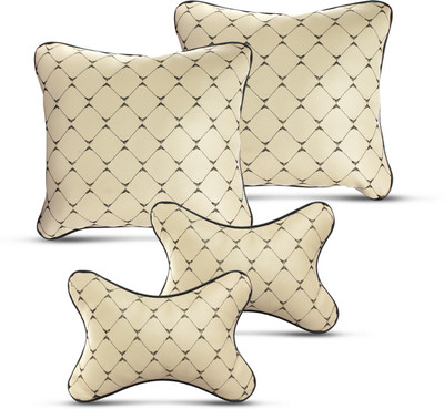 Auto Hub Beige Leatherite(Square, Pack of 4)