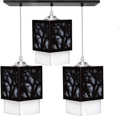 Gojeeva Goj_WoodPlateThali_162 Pendants Ceiling Lamp(Black)