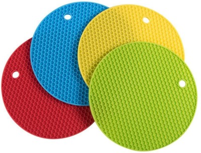 MOBONE Round Reversible Rubber Coaster Set(Pack of 4)