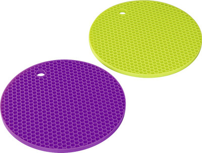 MOBONE Round Reversible Rubber Coaster Set(Pack of 2)