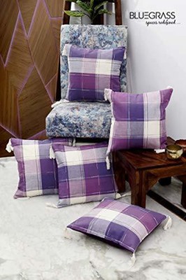 Bluegrass Cotton Cushions Cover(Pack of 5, 41 cm*41 cm, Purple)