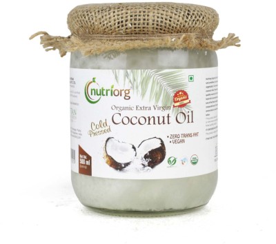 Nutriorg Certified Organic Cold Pressed Extra Virgin Glass Coconut Oil Jar(500 ml)