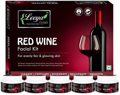 Leeya Herbal RED WINE Facial Kit (5 x 50 g) for men women girls boys normal oily dry skin(5 x 50 g)