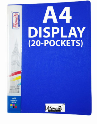 FileMate A4 size Clear Book File(20 Transparent Inner Pockets)(Size: 12.25 X 9.25 inch) / Display File / Leaf File(Set Of 1, Blue)