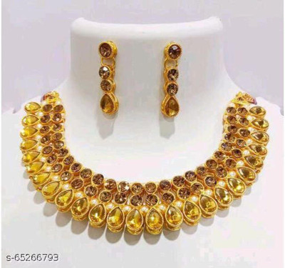 AD Fashion Store Brass Gold-plated Yellow Jewellery Set(Pack of 1)