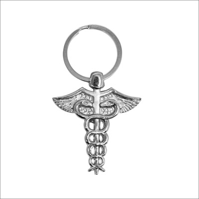 Ab Sab Marketing Chrome Silver Plated Keychain Keyring Doctor Symbol Key Chain