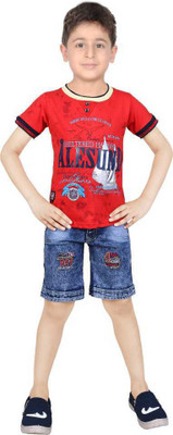 Vanraj Boys Party(Festive) T-shirt Shorts(Red)