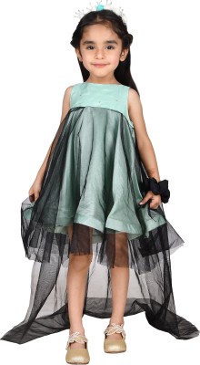 LITTLE LADY DESIGNER Girls Calf Length Party Dress(Green, Sleeveless)