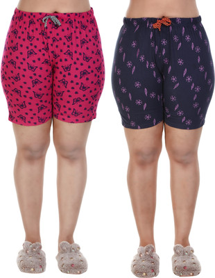 MUKHAKSH Short For Baby Boys & Baby Girls Casual Printed Cotton Blend(Multicolor, Pack of 2)