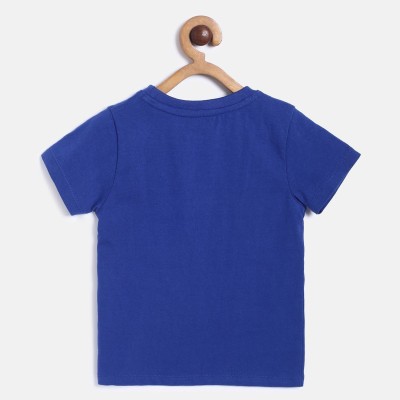 MINI KLUB Baby Boys Self Design Pure Cotton T Shirt(Blue, Pack of 1)