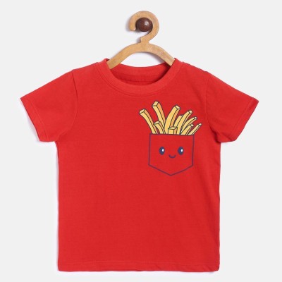MINI KLUB Baby Boys Printed Pure Cotton T Shirt(Red, Pack of 1)