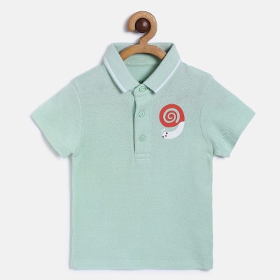 MINI KLUB Baby Boys Self Design Pure Cotton T Shirt(Green, Pack of 1)