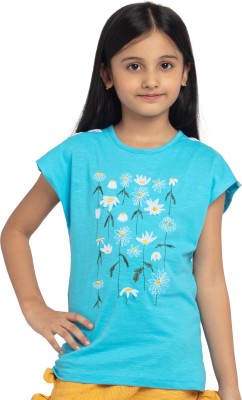 Under Fourteen Only Girls Casual Pure Cotton A-line Top(Light Blue, Pack of 1)