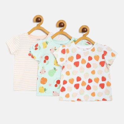 MINI KLUB Baby Girls Pure Cotton Top(Multicolor, Pack of 3)