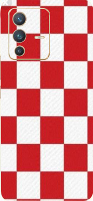 Mclaxa Red&White Checkers Mobile Back Skin., Red&White Checkers, VIVO V23 PRO Mobile Skin(Red&White Checkers Skin With Super Matte Finish.)