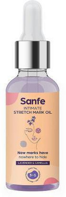 Sanfe Intimate Stretch Mark Oil - Lavender, Camellia, Jojoba - 50 ml - fades stretch mark and dark spots on buttocks(30 ml)