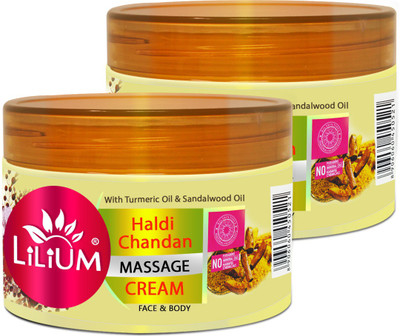LILIUM Haldi Chandan Paraben Free Face & Body Massage Cream, Pack of 2(500 g)