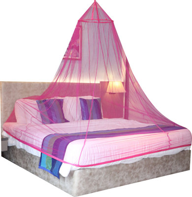 Shreenathji Jewellers Polyester Adults Washable Mosquito Net for Polyester Net Pink Mosquito Net(Pink, Ceiling Hung)