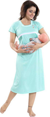 MISS MARY Women Maternity/Nursing Nighty(Light Green)