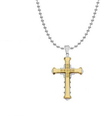 NNPRO Christmas Gift Jesus Cross Holy Gold And Silver Pendant For Men And Women Rhodium Cubic Zirconia Stainless Steel Pendant Set