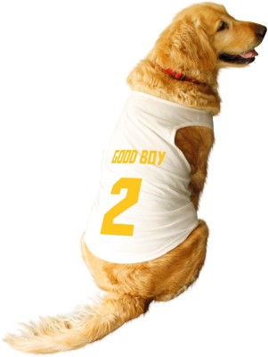 RUSE T-shirt for Dog(Good Boy Jersey No.2 Printed Dog Tee For Gift /White/L)