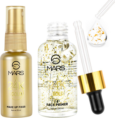 MARS 24K GOLD FACE PRIMER & 2 IN 1 MAKE UP FIXER SET Primer  - 65 ml(Transparent)
