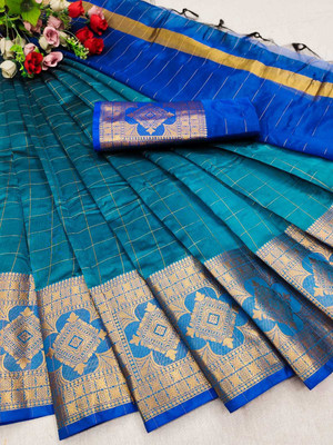 Fancy Fab Self Design Bollywood Cotton Silk Saree(Light Blue)