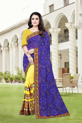 RamKrupa Creation Embellished Bollywood Georgette Saree(Blue)