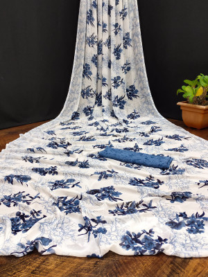 Sitanjali Lifestyle Floral Print Daily Wear Georgette Saree(Blue)