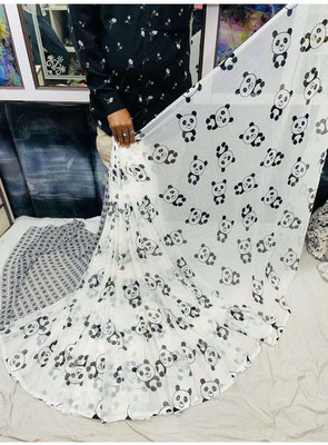 Ghan Sals Printed Daily Wear Georgette Saree(White)
