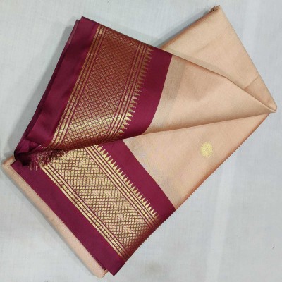 EBAAD TEXTILE Woven Paithani Cotton Silk Saree(Beige)