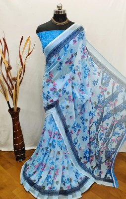 Sitanjali Lifestyle Floral Print Daily Wear Georgette Saree(Blue)
