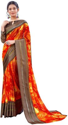 Sitanjali Printed Daily Wear Georgette Saree(Orange)