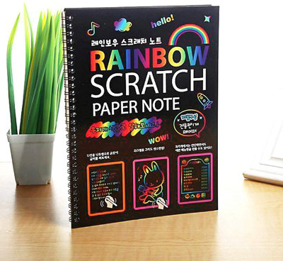 Kandle Rainbow Art Scratch Paper Book Sheets with Stylus, 10 Pages,Size 10.5X7.5 inch Theme,  Scrapbook Kit(DIY)