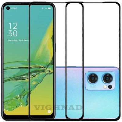 VIGHNAD Edge To Edge Tempered Glass for Oppo Reno7 5G(Pack of 2)