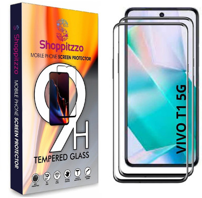 Shoppitzzo Edge To Edge Tempered Glass for Vivo T1 5G/NeoShield Tempered Glass/Full Screen Coverage-Edge to Edge/9H Hardness(Pack of 2)