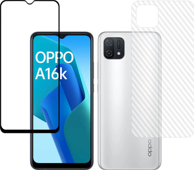 Vatsin Front and Back Tempered Glass for Oppo A16K, Oppo A16K (Back Carbon Fiber)(Pack of 2)