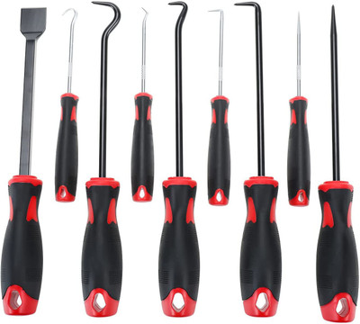 uptodatetools 9Pcs Precision Pick & Hook Set with Scraper Car Removal Tool Long Handle Screwdriver Set(Pack of 9)