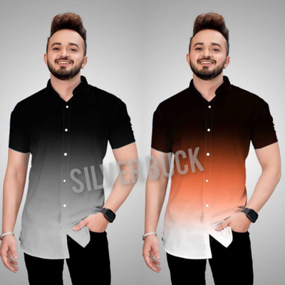 BOUGHT FIRST Men Dyed/Ombre Casual Multicolor Shirt(Pack of 2)