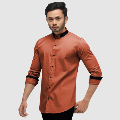 COMBRAIDED Men Solid Casual Brown Shirt